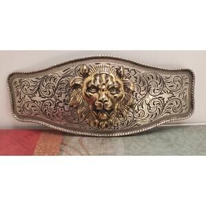 Rare Find Vtg Classico Italia Lion Head Belt Buckle A183 Takes 2" Belt 3.5 X 8.5